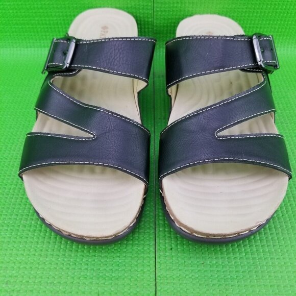 ✅Patrizia Spring Step WILDLAND Black Wedge Slide Slip On Strap Sandal Womens 37 - Picture 9 of 16
